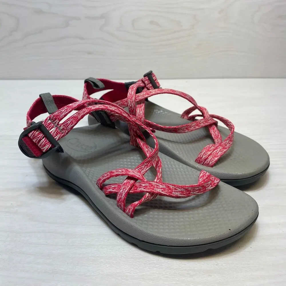 Chaco ZX/1 Ecotread Strappy Sandals Kids Size 3 Pink White Sport Hiking Comfort